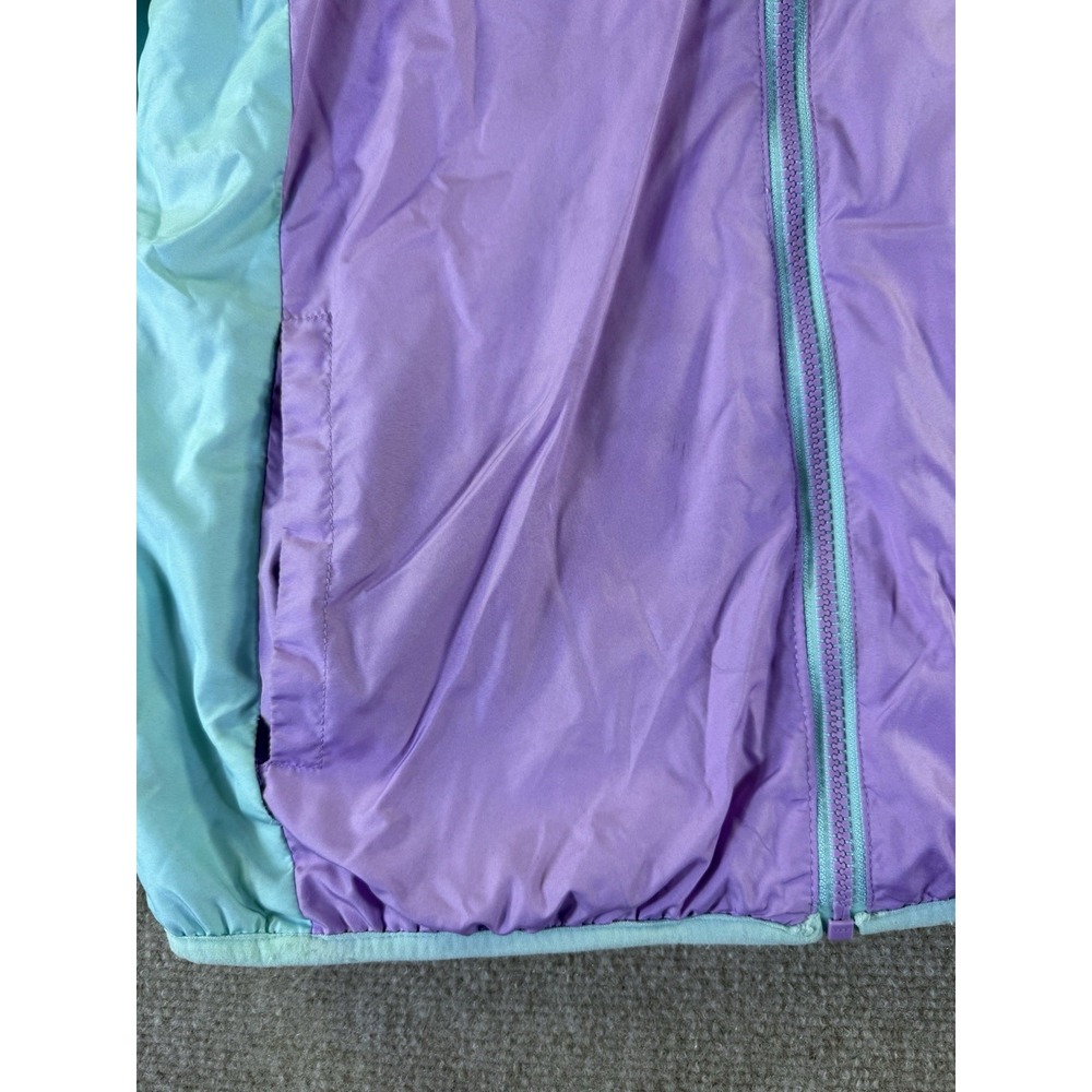 Eddie Bauer Girls Reversible Windbreaker/Fleece Hooded Jacket Size L Purple/Teal - Picture 13 of 14